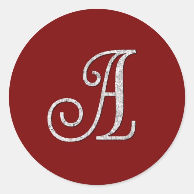 Sticker Rond TOUTES LES INITIALES Monogramme argenté 3 Couleur  (Devant)