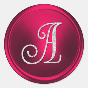 Sticker Rond TOUTES LES INITIALES Monogramme argenté 3 Magenta