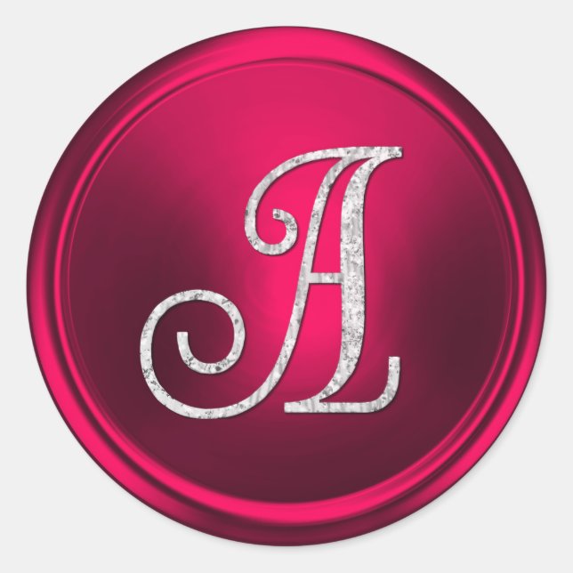 Sticker Rond TOUTES LES INITIALES Monogramme argenté 3 Magenta (Devant)