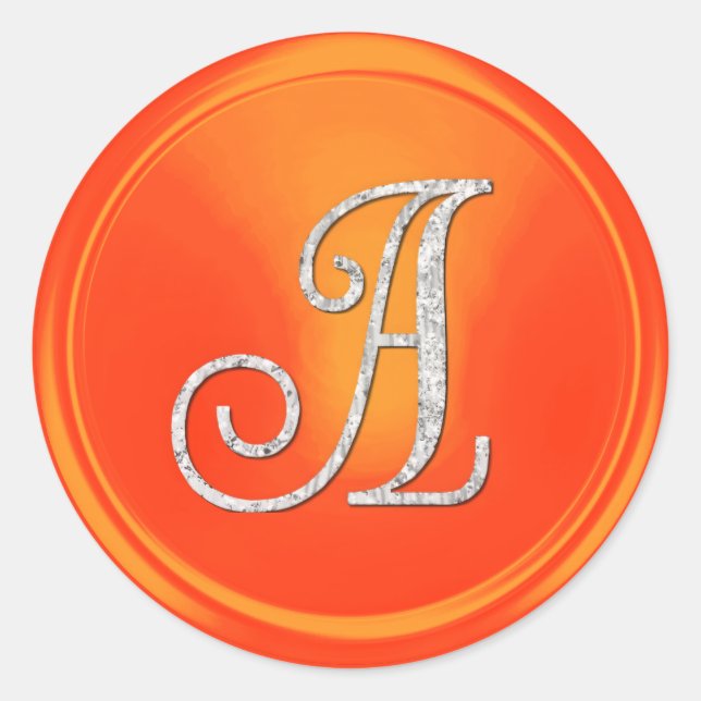Sticker Rond TOUTES LES INITIALES Monogramme argenté 3 Orange (Devant)