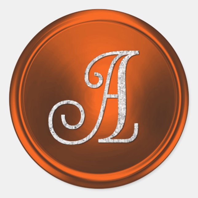 Sticker Rond TOUTES LES INITIALES Monogramme argenté 3 Potiron  (Devant)
