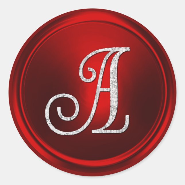 Sticker Rond TOUTES LES INITIALES Monogramme argenté 3 Rouge (Devant)