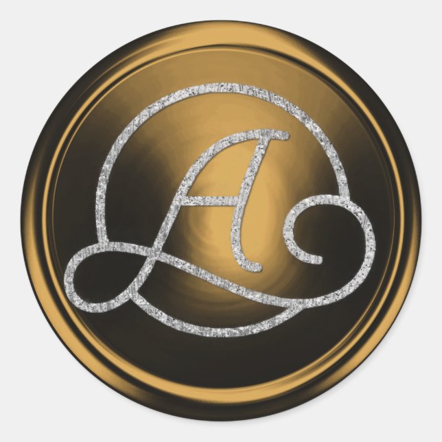 Sticker Rond TOUTES LES INITIALES Monogramme Cercle Argent Bron (Devant)