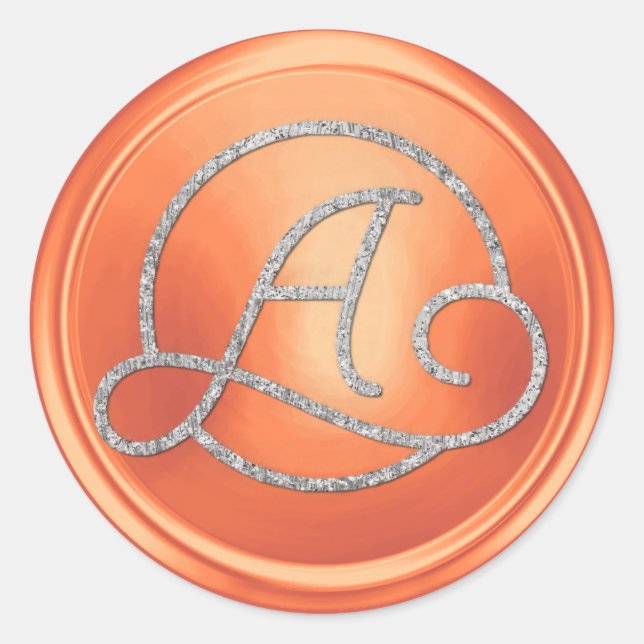 Sticker Rond TOUTES LES INITIALES Monogramme Cercle Argent Cuiv (Devant)
