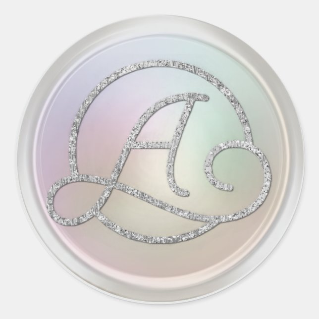 Sticker Rond TOUTES LES INITIALES Monogramme Cercle Argent Gris (Devant)