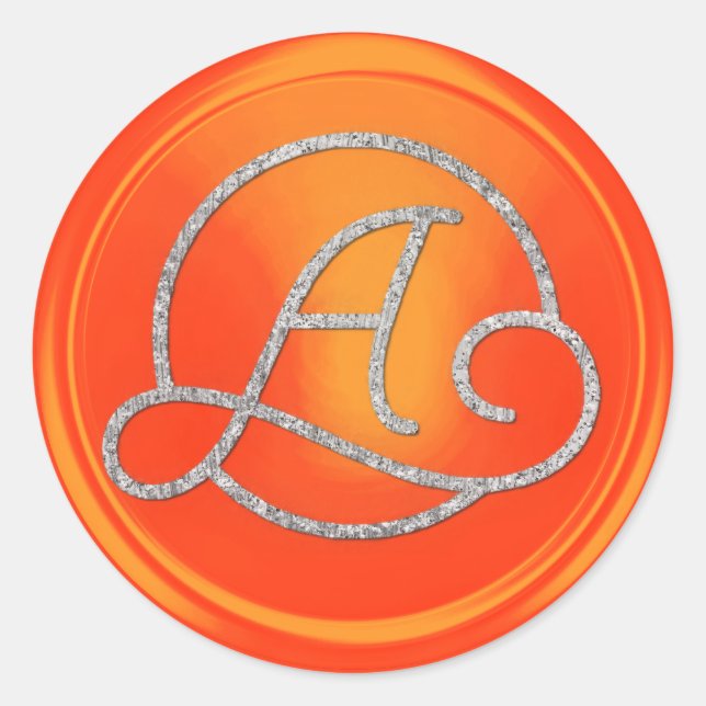 Sticker Rond Toutes les initiales Monogramme Cercle Argent Oran (Devant)
