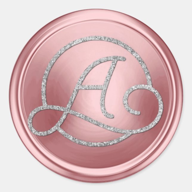 Sticker Rond TOUTES LES INITIALES Monogramme Cercle Argent Rose (Devant)