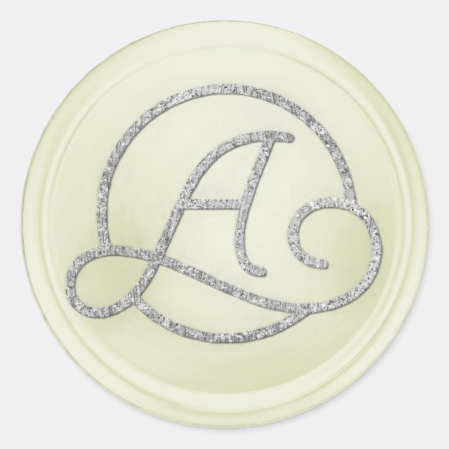 Sticker Rond TOUTES LES INITIALES Monogramme Cercle Argenté Bla (Devant)