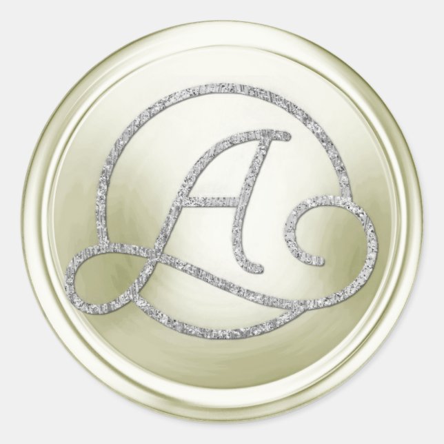 Sticker Rond TOUTES LES INITIALES Monogramme Cercle Argenté Crè (Devant)