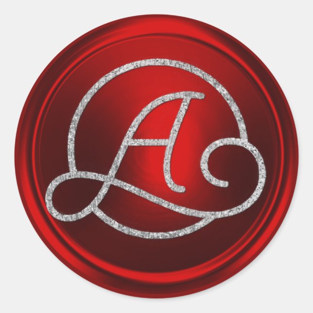 Sticker Rond TOUTES LES INITIALES Monogramme cercle argenté Rou (Devant)