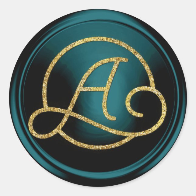 Sticker Rond TOUTES LES INITIALES Monogramme cercle or bleu sar (Devant)