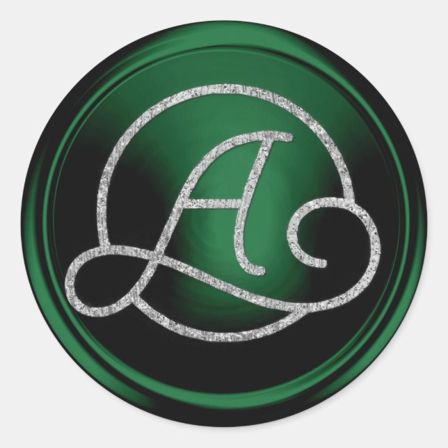 Sticker Rond TOUTES LES INITIALES Monogramme de cercle argenté  (Devant)