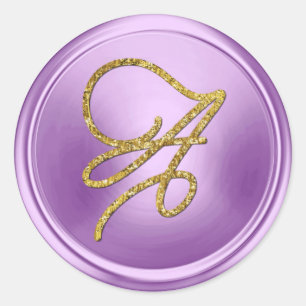 Sticker Rond TOUTES LES INITIALES Monogramme de script doré Orc