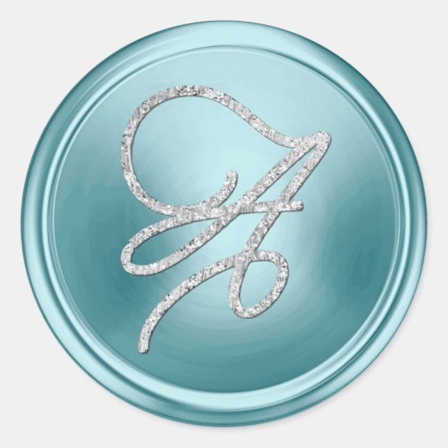 Sticker Rond TOUTES LES INITIALES Monogramme d'écriture argenté (Devant)