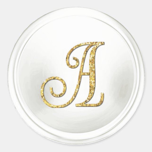 Sticker Rond TOUTES LES INITIALES Monogramme doré 3 Blanc (Devant)