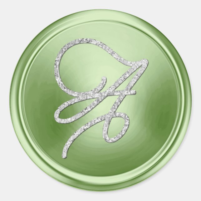 Sticker Rond TOUTES LES INITIALES Monogramme écriture argent cl (Devant)