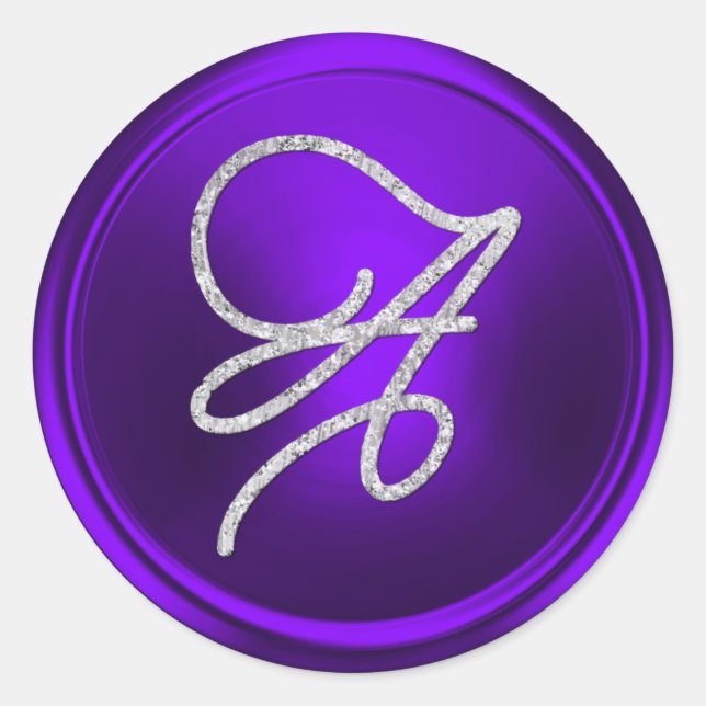 Sticker Rond TOUTES LES INITIALES Monogramme écriture argent Vi (Devant)