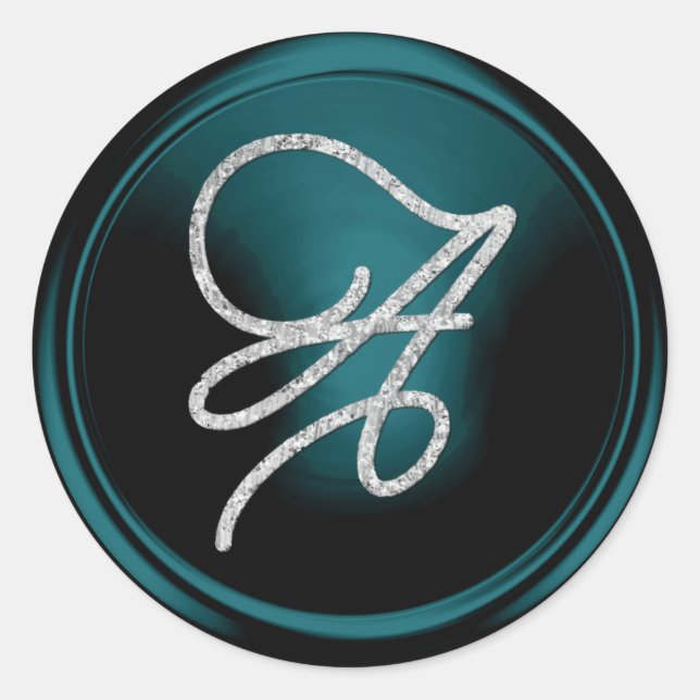 Sticker Rond TOUTES LES INITIALES Monogramme écriture argentée  (Devant)