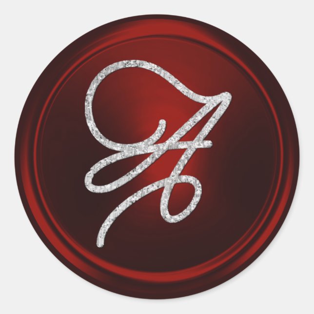 Sticker Rond TOUTES LES INITIALES Monogramme écriture argentée  (Devant)