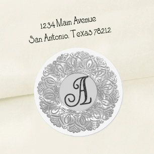 Sticker Rond TOUTES LES INITIALES Monogramme noir 3 Filigrane G