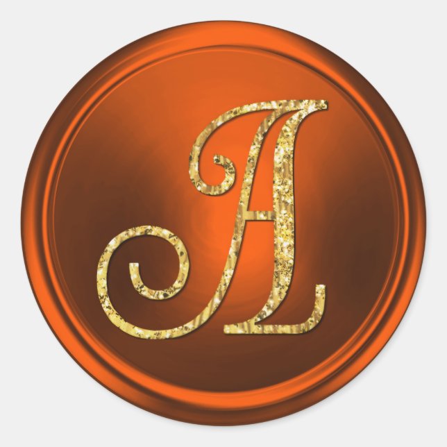 Sticker Rond TOUTES LES INITIALES Monogramme Or 3 Citrouille Ro (Devant)