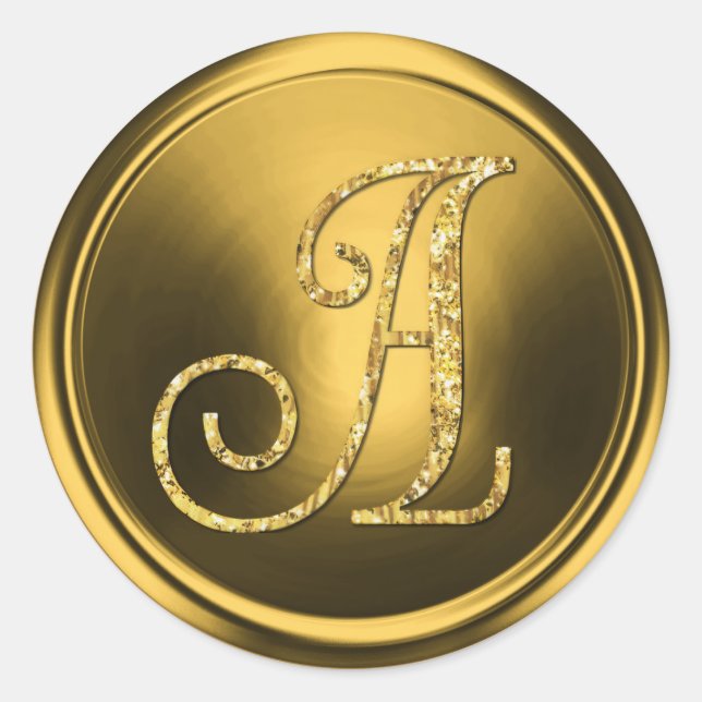 Sticker Rond TOUTES LES INITIALES Monogramme Or 3 Vieil Or (Devant)