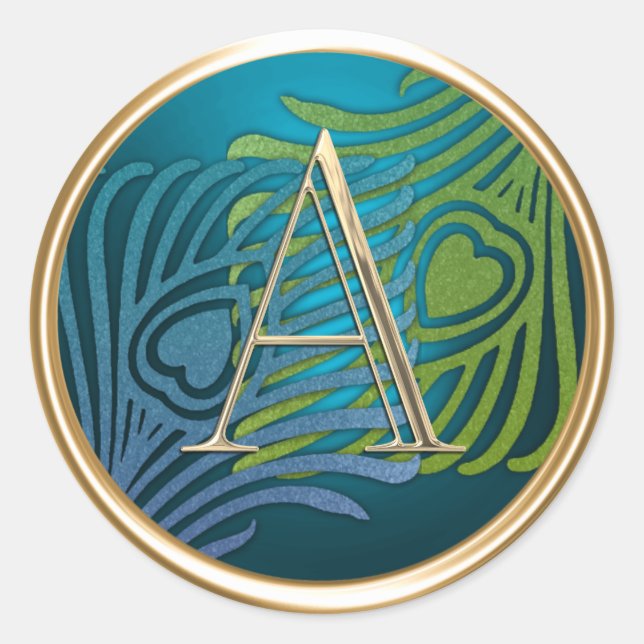 Sticker Rond TOUTES LES INITIALES Monogramme or Bleu et vert Pe (Devant)