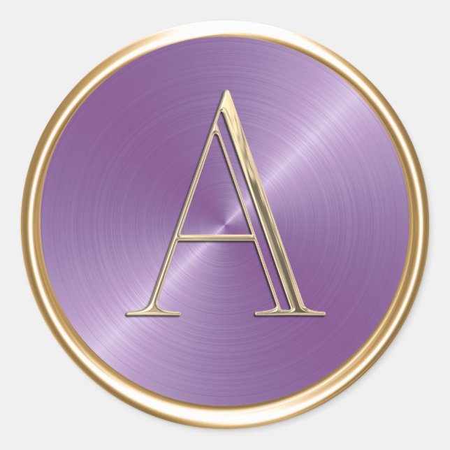 Sticker Rond TOUTES LES INITIALES Monogramme or sur Lavender Pu (Devant)