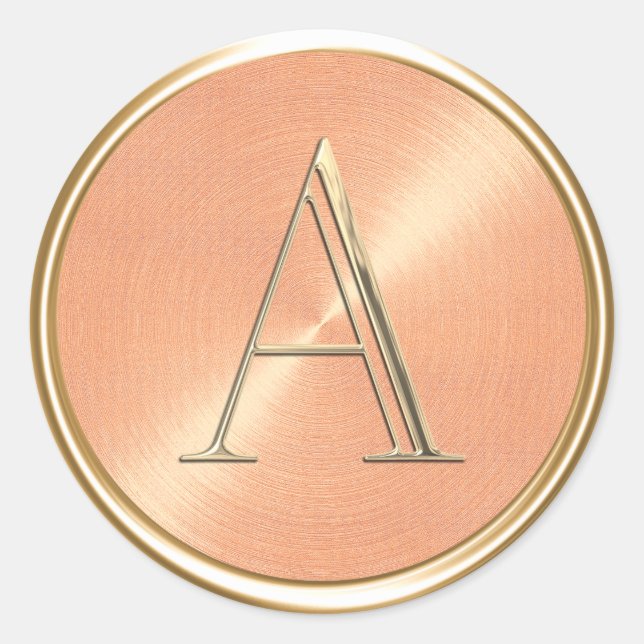 Sticker Rond TOUTES LES INITIALES Monogramme or sur Orange Peac (Devant)