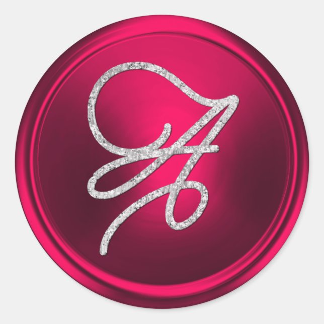 Sticker Rond TOUTES LES INITIALES Monogramme Script Argent Mage (Devant)