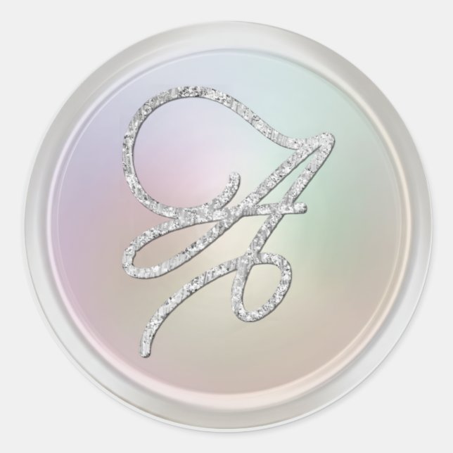 Sticker Rond TOUTES LES INITIALES Monogramme Script Argent Perl (Devant)