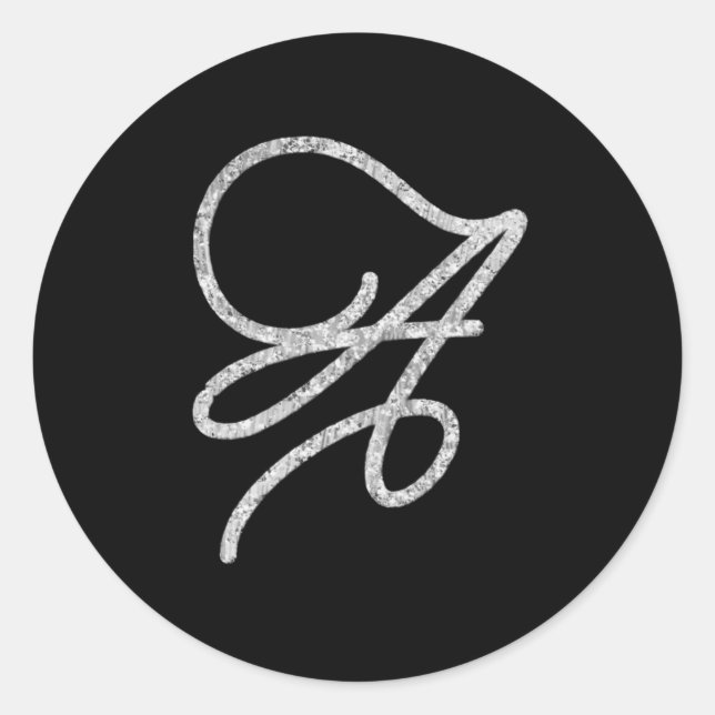 Sticker Rond TOUTES LES INITIALES Monogramme Silver Script de c (Devant)