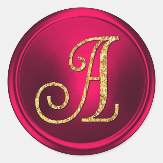 Sticker Rond TOUTES LES INITIALES Or  Monogramme 3 Magenta (Devant)