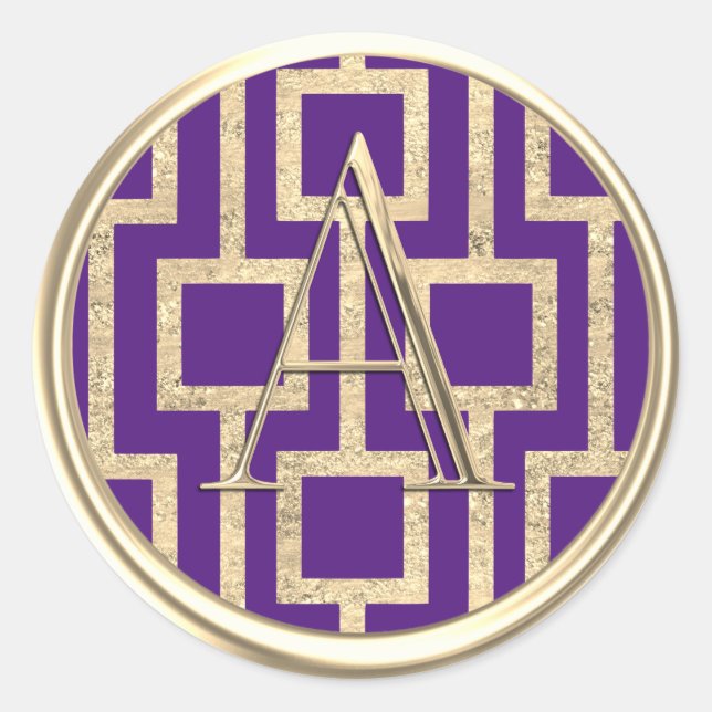 Sticker Rond TOUTES LES INITIALES Or Monogramme Moderne Design  (Devant)