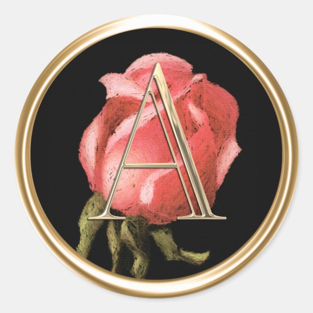 Sticker Rond TOUTES LES INITIATIVES Gold Monogramme Rose Rose N (Devant)