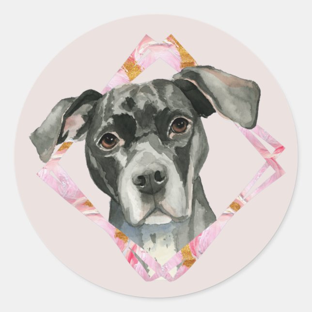Sticker Rond Toutes les oreilles | Illustration de chien roux m (Devant)