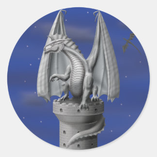Sticker Rond Tower Guardian - Dragon d'argent