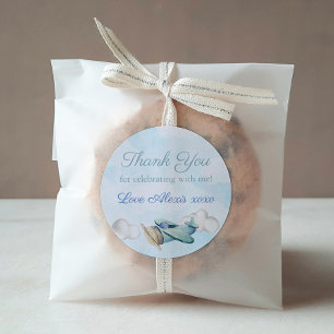 Sticker Rond Toy Avion Voyage Baby shower Anniversaire Merci