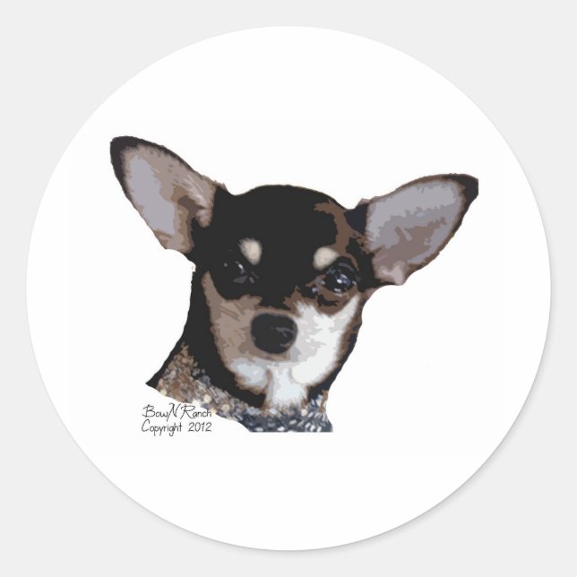 Sticker Rond Toy Chihuahua noir et tan (Devant)
