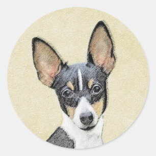 Sticker Rond Toy Fox Terrier Peinture - Cute Original Dog Art