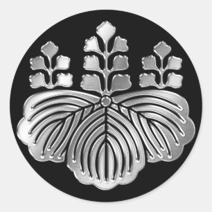 Sticker Rond Toyotomi Clan Kamon Argent Chrome