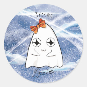 Sticker Rond Trace-moi si tu oses mignon fantôme halloween