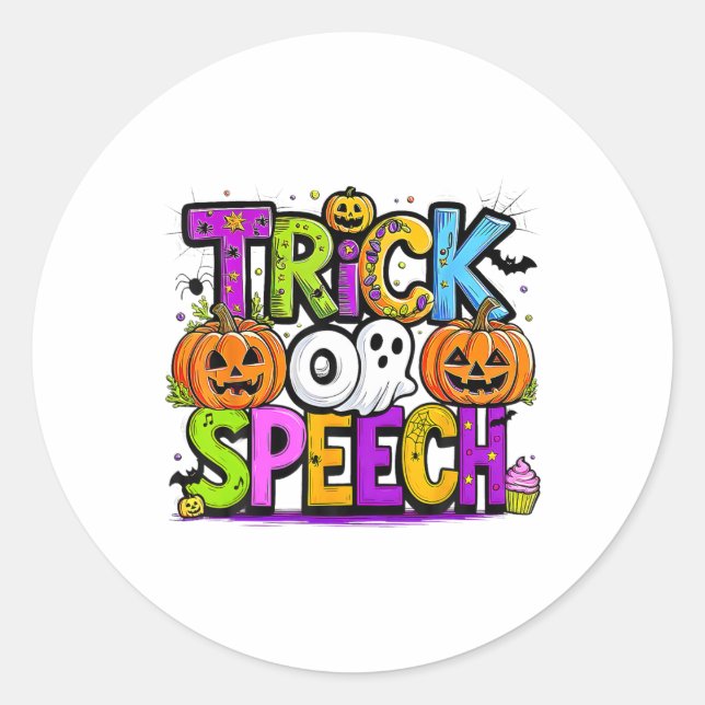 Sticker Rond Trace Ou Discours Halloween Professeur Fantôme Hom (Devant)