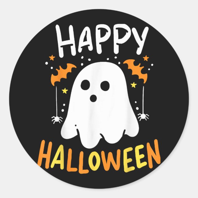 Sticker Rond Tracer Ou Traiter Le Fantôme D'Halloween (Devant)