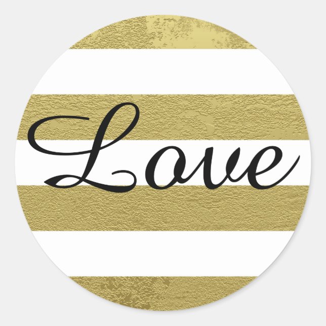 Sticker Rond Traces d'or et amour en lettres noires (Devant)