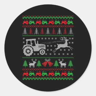 Sticker Rond Tracteur agricole Reindeer Farm Funny Farmer Ugly