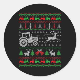 Sticker Rond Tracteur agricole Reindeer Farm Funny Farmer Ugly 