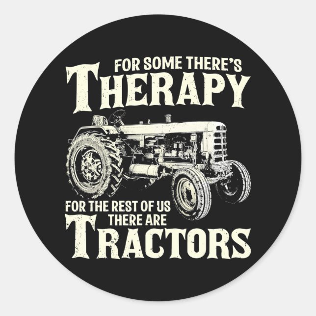 Sticker Rond Tracteur amusant Agricole Thérapie Ferme Tracteur  (Devant)