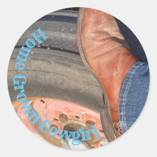 Sticker Rond Tracteur et bottes pour fille
