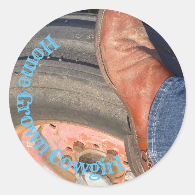 Sticker Rond Tracteur et bottes pour fille (Devant)